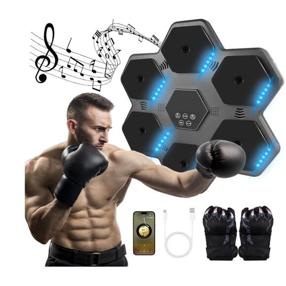 Music Boxing Machine with Gloves Smart Bluetooth Wall Mounted Electronic - Picture 1 of 7